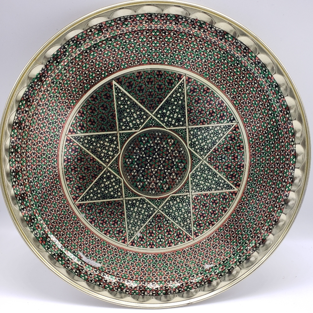 Octogram Fractal Tray / Tin Plate / Metal Dish / 9.5 "